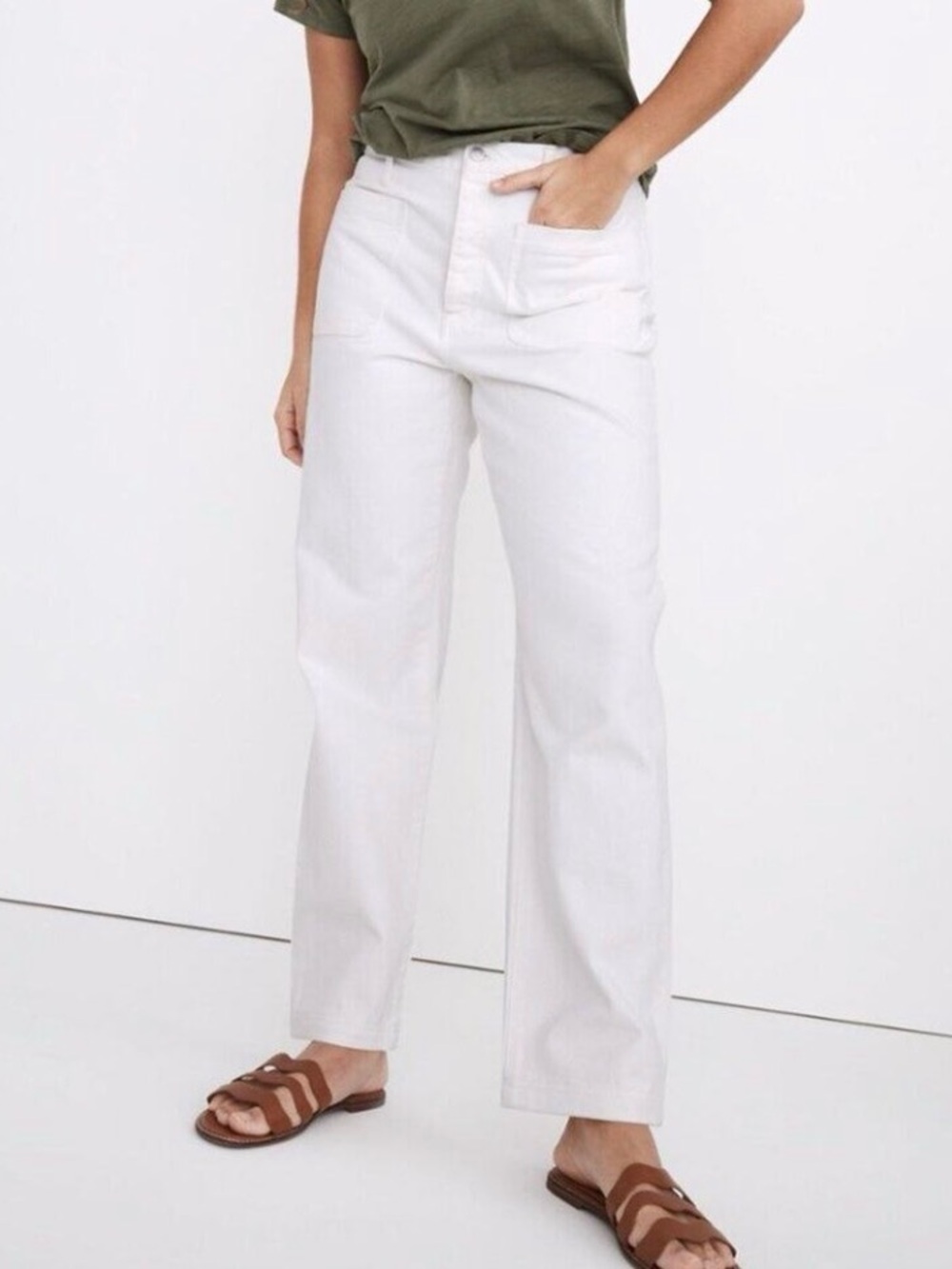 Madewell White Boyfriend Straight-Leg Jeans,Size 27